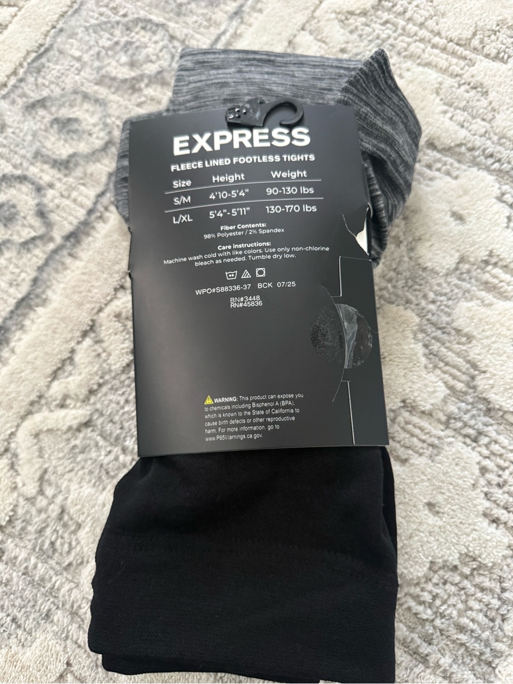 2 NWT Express Black Fleece-Lined Footless Tights